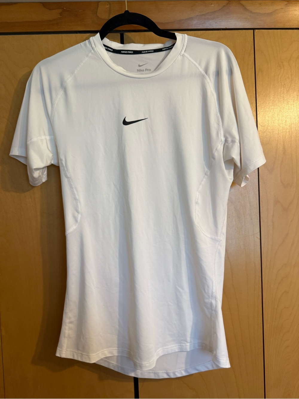 Nike Men's White Short-Sleeve Training Tee with Black Swoosh